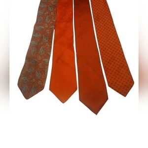 4 Vintage Mens Neck Ties Red Assortment